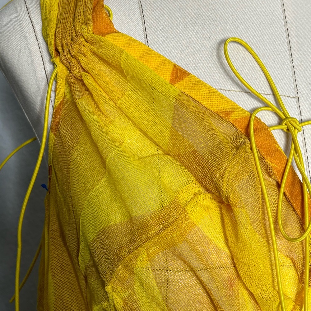 Avant-garde Geometric gauze sleeveless maxi dress - Picture 5 of 8
